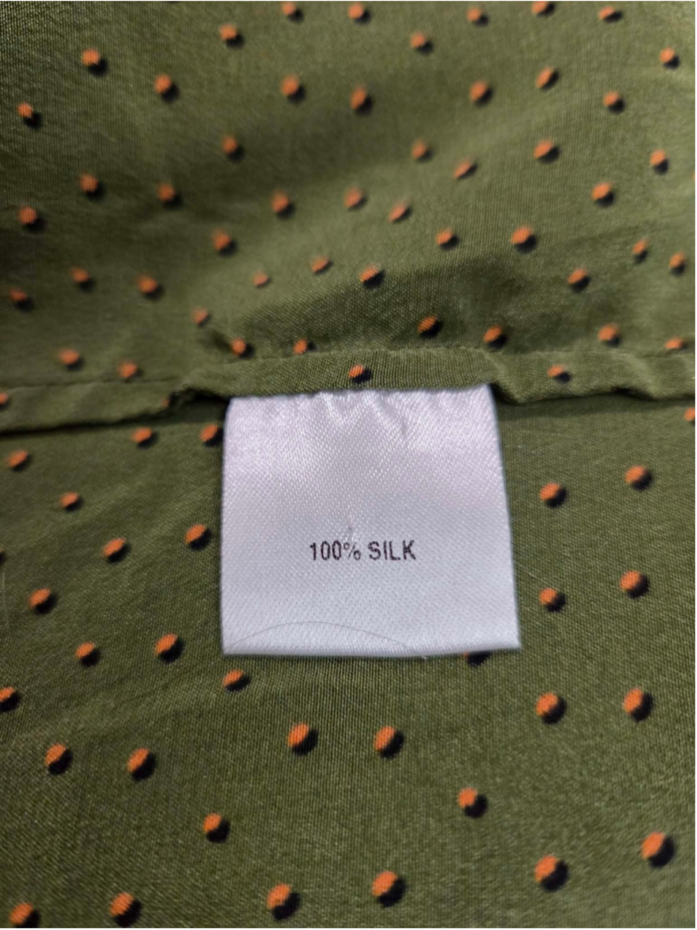 Tucker NYC 100% Silk Olive Green Polka Dot The Classic Blouse L/XL - Picture 5 of 6